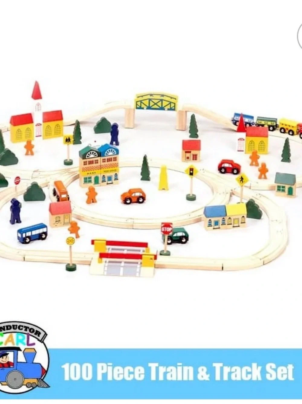100-Piece Wooden Train Set - Multicolor
